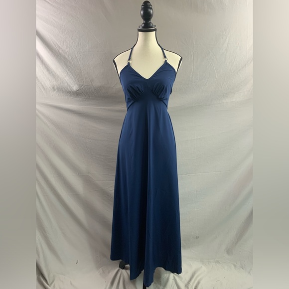 LAST ONE ๐ฅ Tie Backless Halter Neck Cami Dress Blue - Picture 6 of 9
